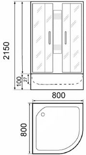 Душевая кабина Parly 80x80см чёрный F811B